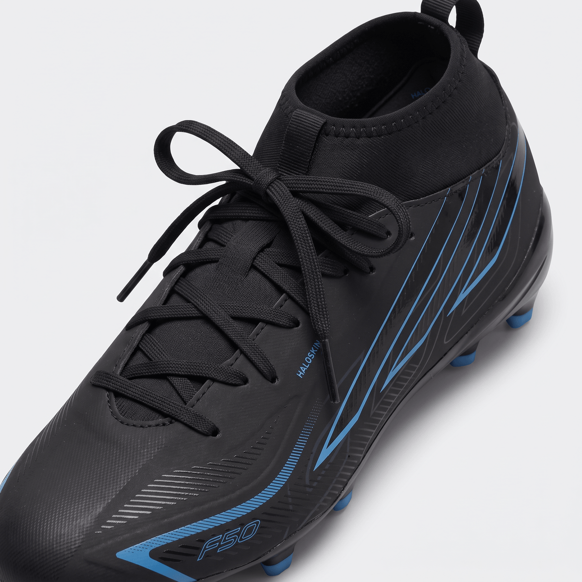 F50 Hyperfast League Mid Cut FG Core Black / Lucid Ray Blue