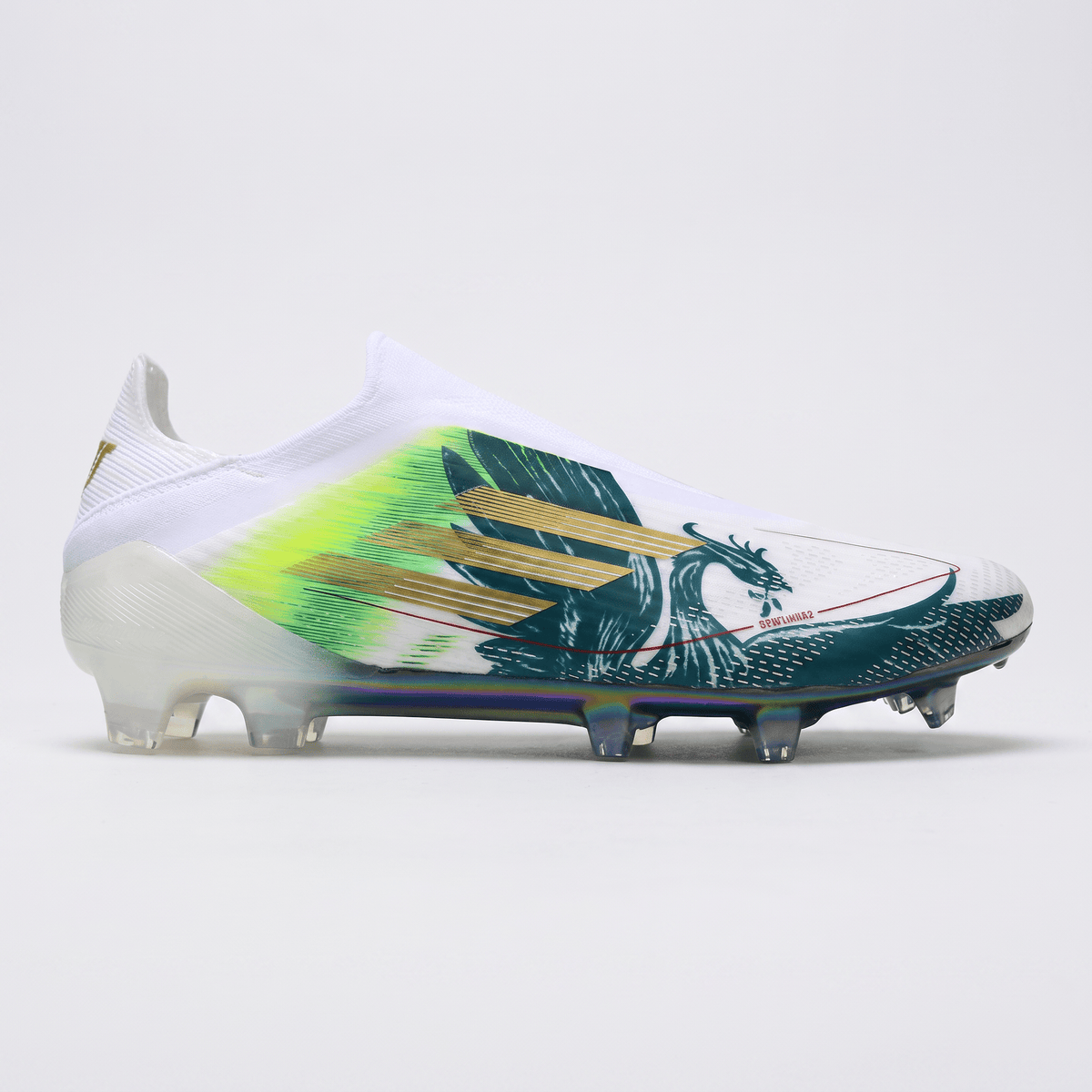 F50+ Laceless FG Gold Metallic / Dark Green / Lucid Lemon