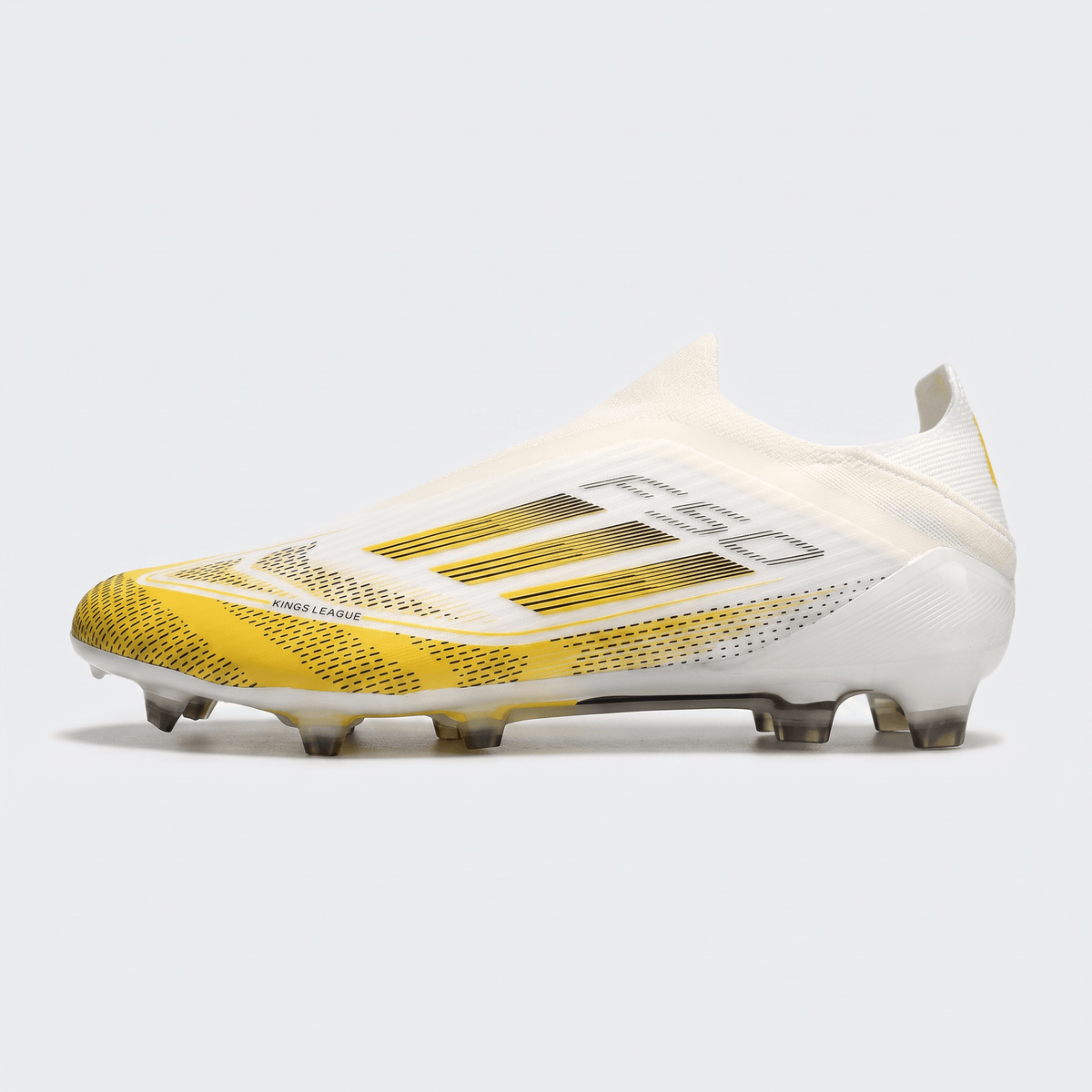 F50 Kings League Laceless FG White / Core Black / Solar Yellow