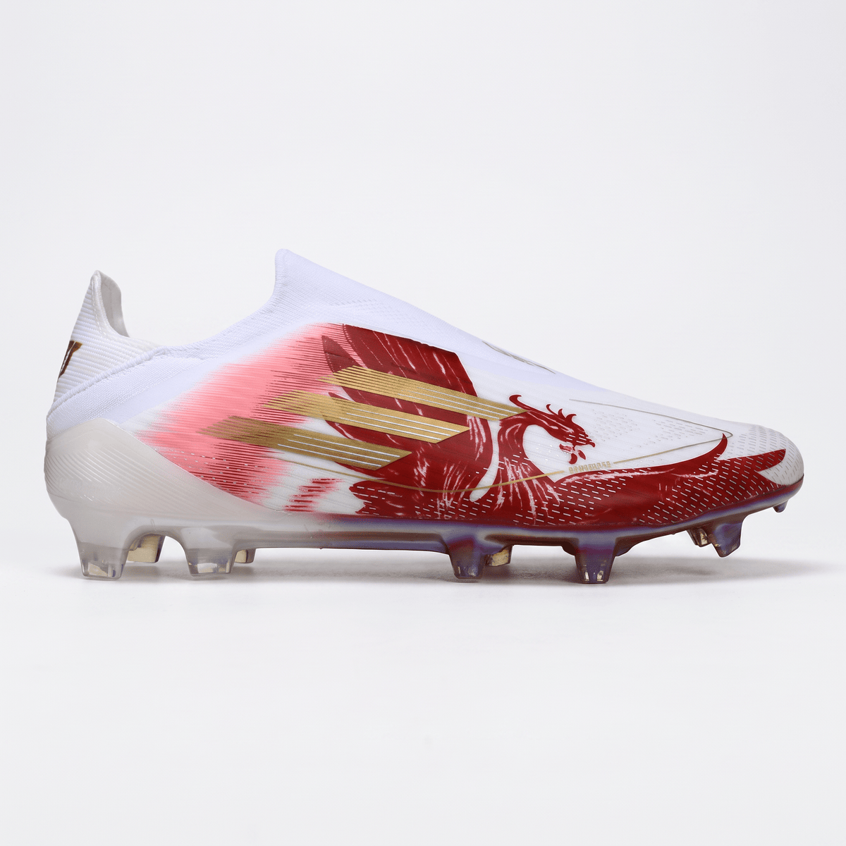 F50+ Laceless FG White / Gold Metallic / Scarlet Red