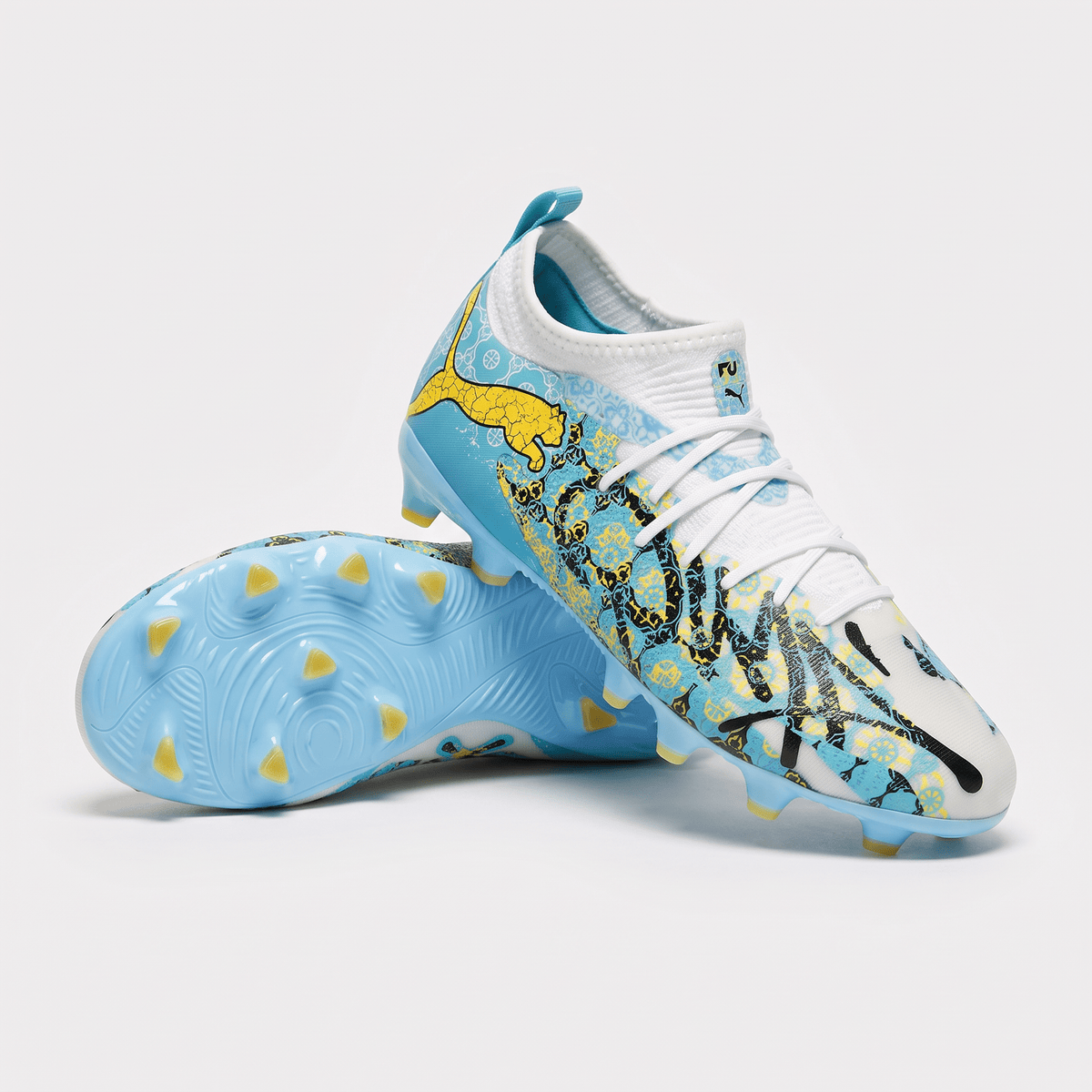 Future 9 Match FG/AG White / Vibrant Blue / Sun Stream / Light Aqua