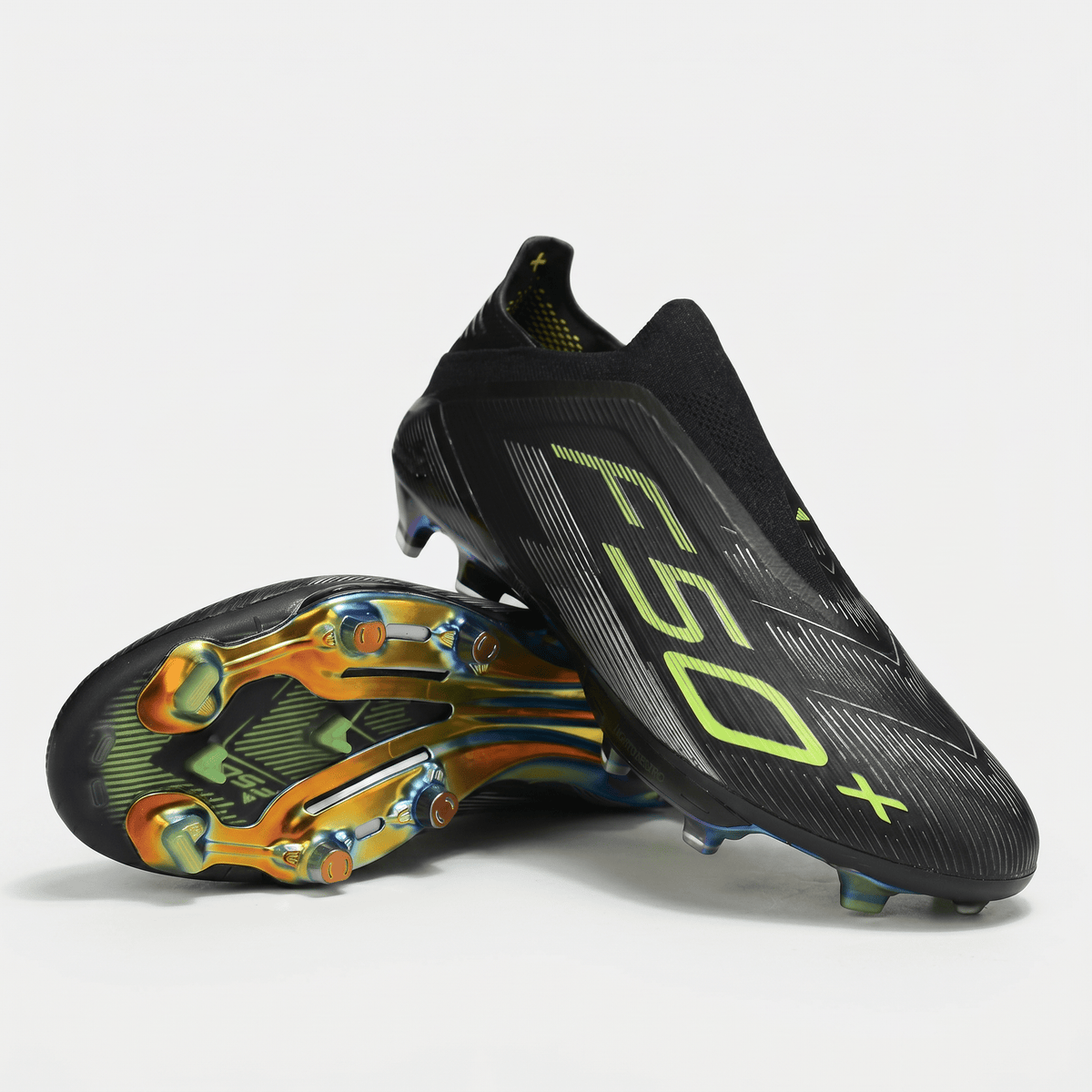 F50 LL Laceless Core Black / Iron Metallic / Lucid Lemon