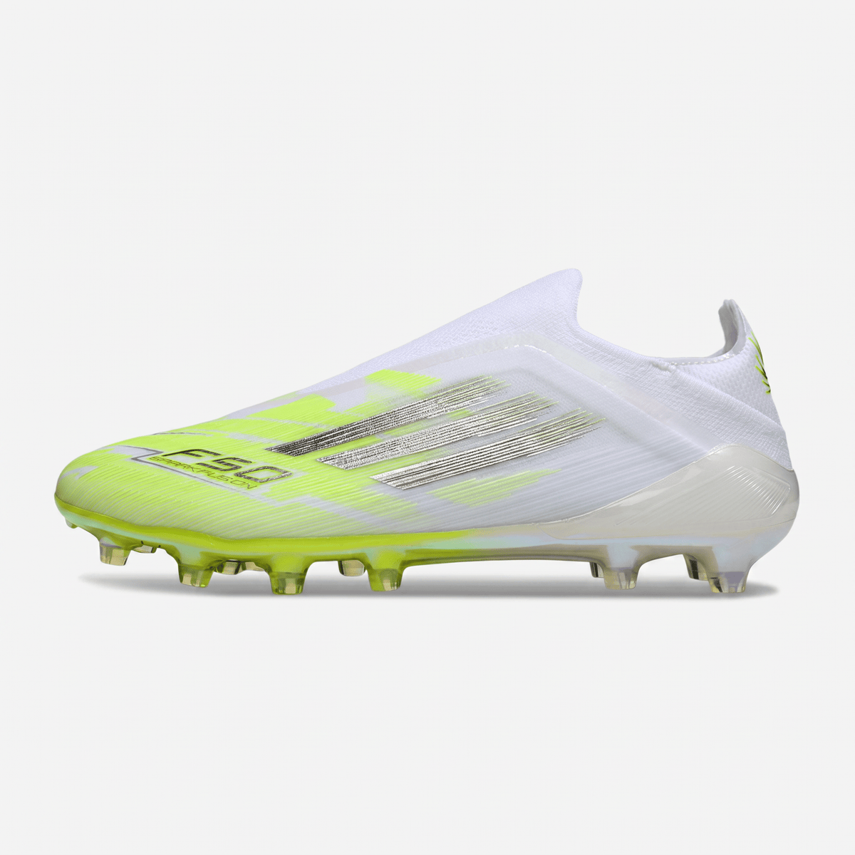 F50+ Laceless FG White / Lucid Lemon / Silver Metallic