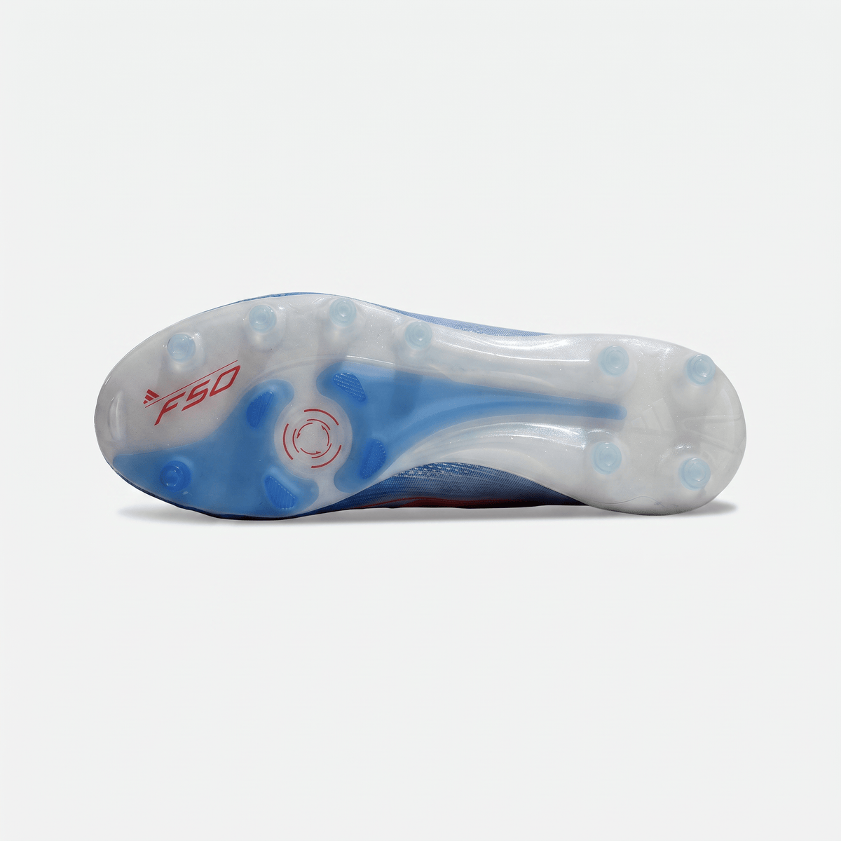 F50 FG Footwear White / Solar Red / Lucid Blue