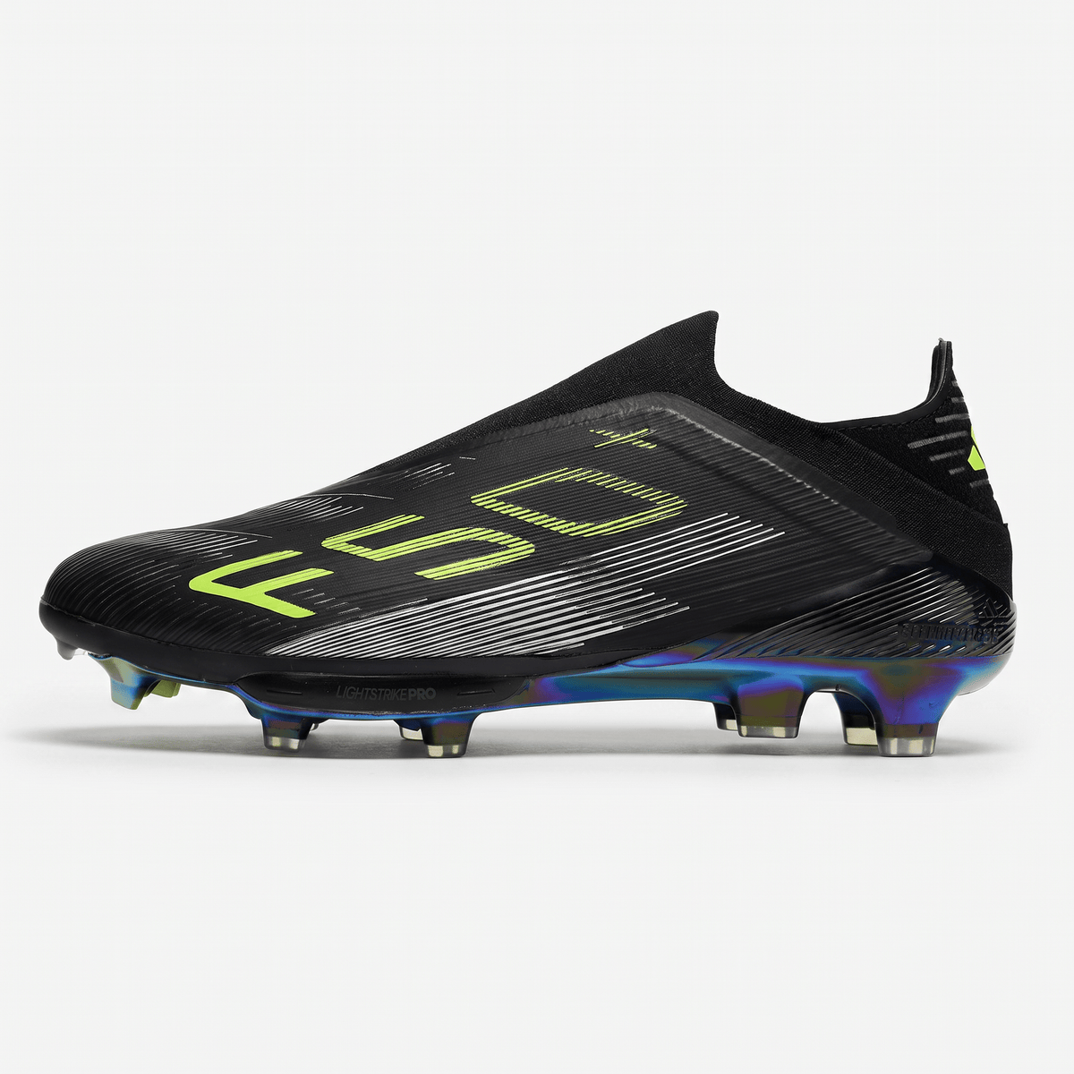 F50 LL Laceless Core Black / Iron Metallic / Lucid Lemon