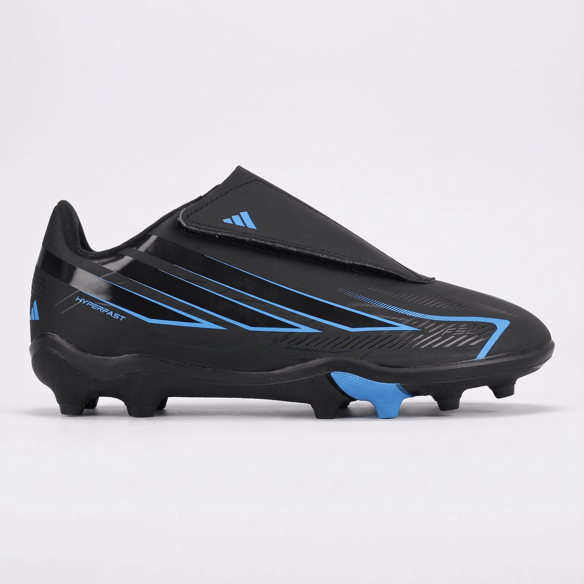 F50 Hyperfast Club Velcro Firm Ground Core Black / Lucid Ray Blue