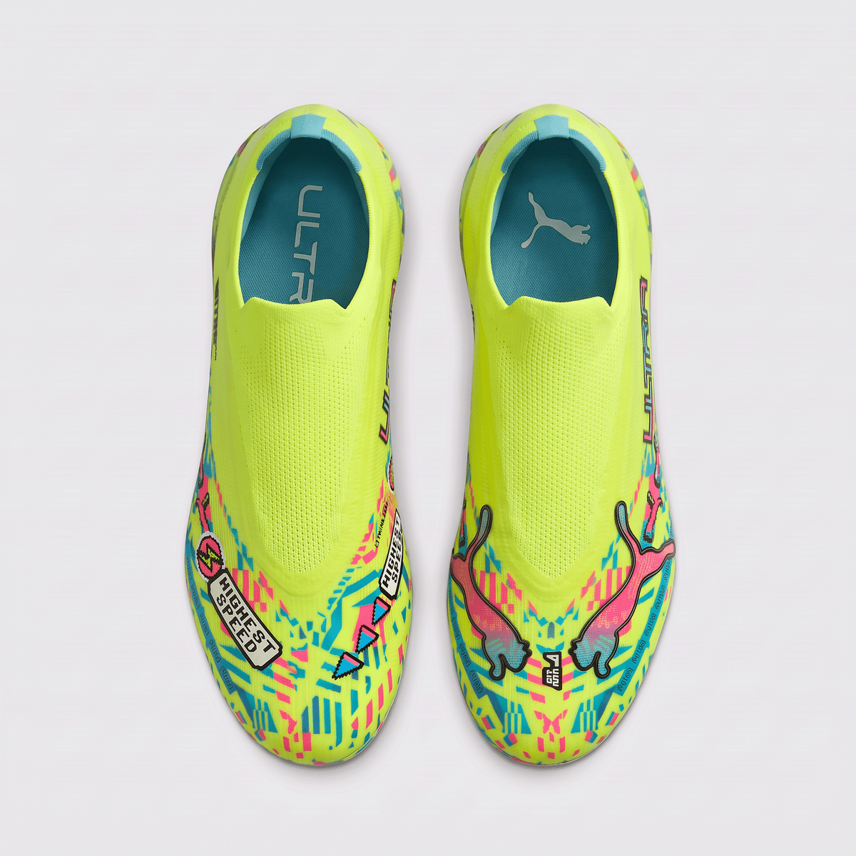 Ultra Nitro 7 Laceless FG Yellow Alert / White / Blue Glimmer / Pink Glimmer