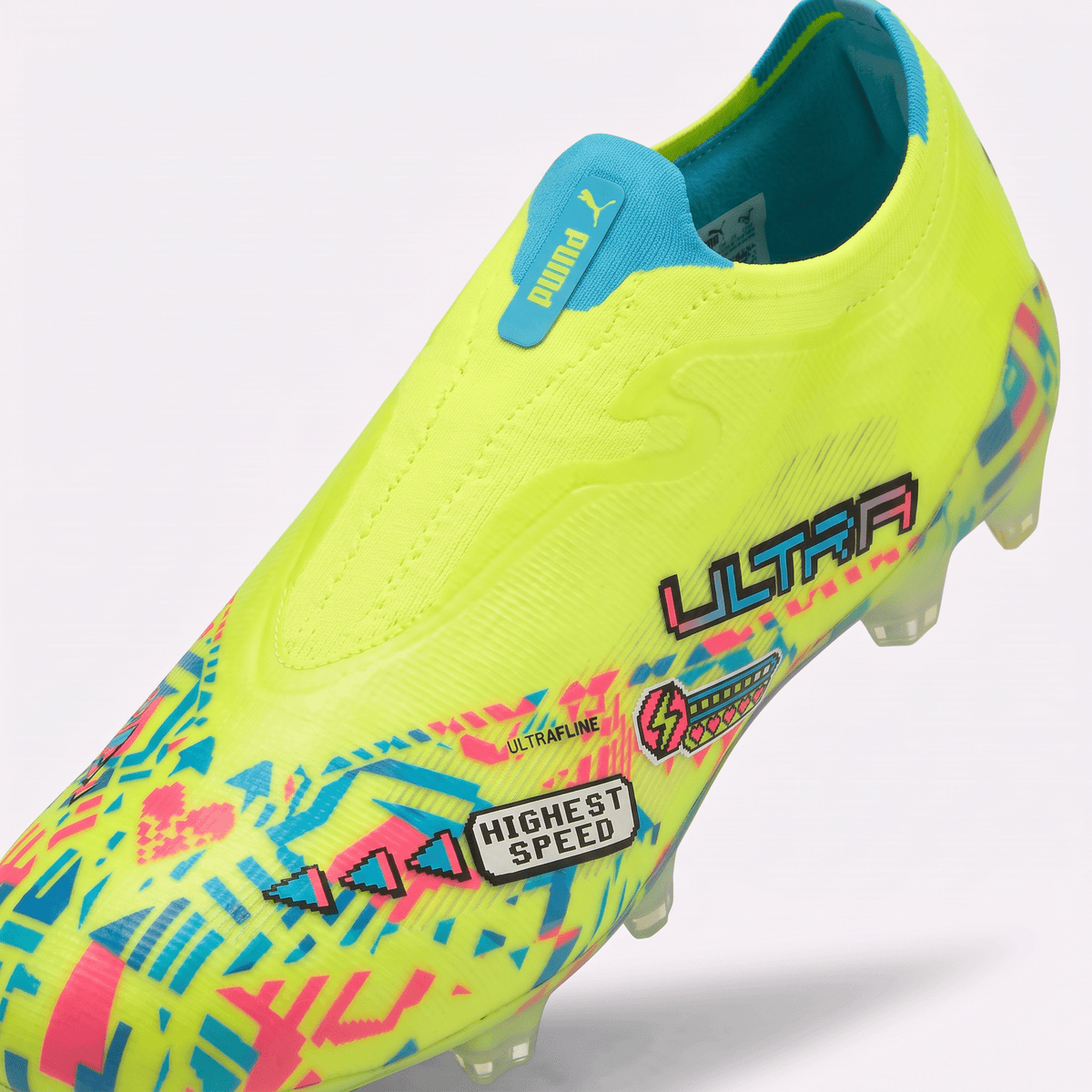 Ultra Nitro 7 Laceless FG Yellow Alert / White / Blue Glimmer / Pink Glimmer
