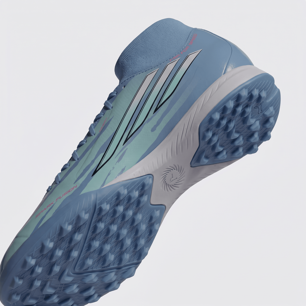 F50 Sparkfusion Club Mid Cut Turf Semi Blue Burst / White / Orchid Pink