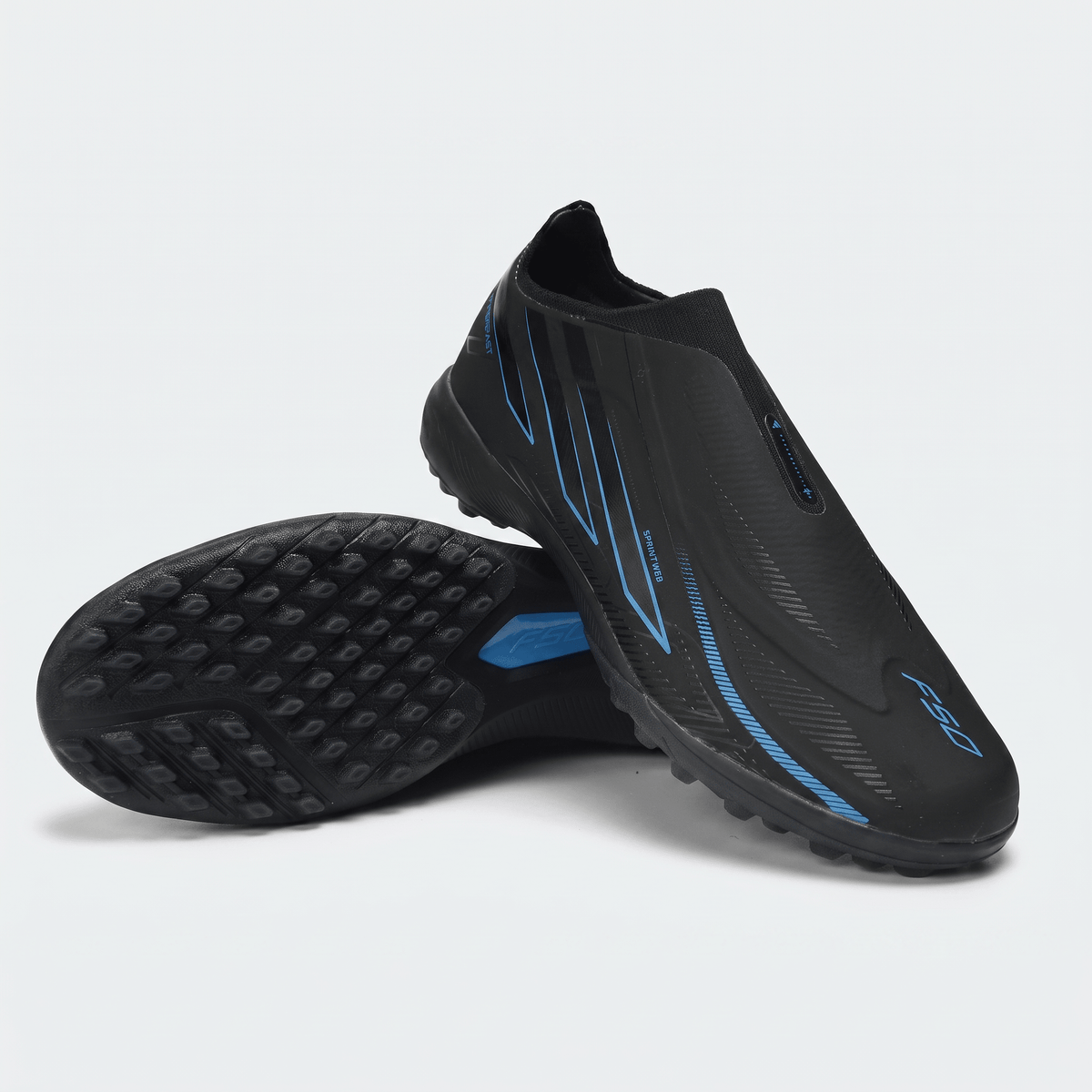 F50 Laceless TF Core Black / Lucid Blue / Iron Metallic
