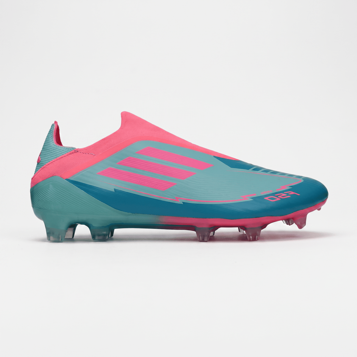 F50+ Laceless FG Almost Blue / Dusky Petrol / Solar Pink