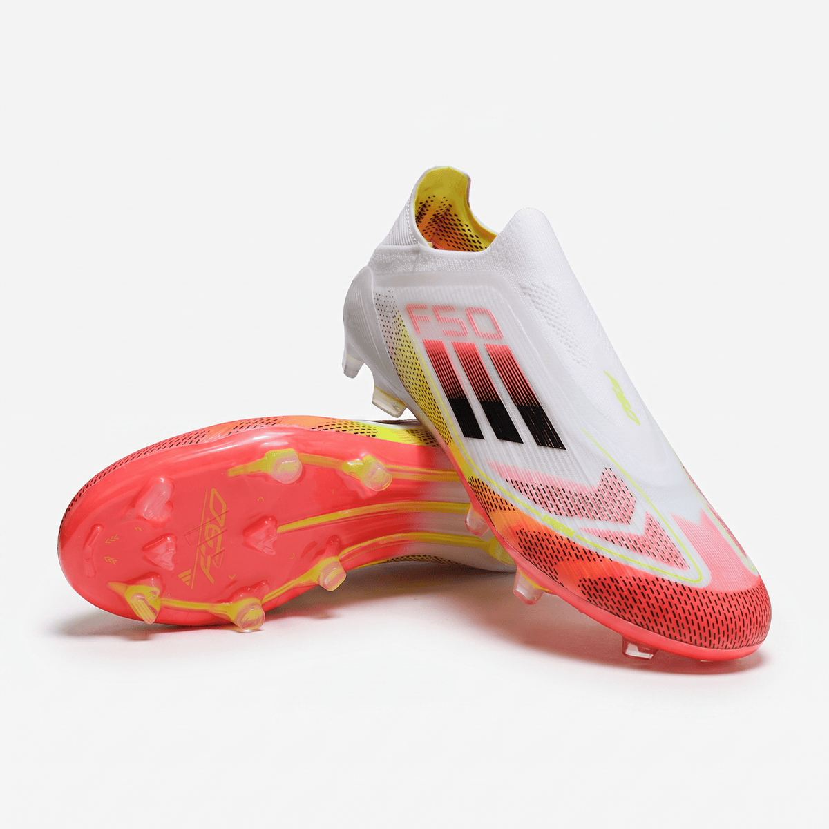 F50 Laceless FG Footwear White / Core Black / Solar Yellow