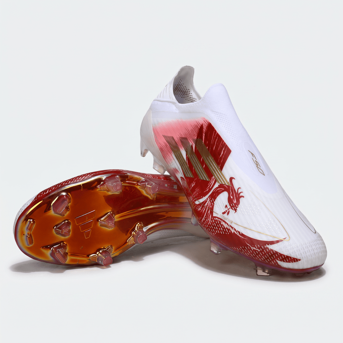 F50+ Laceless FG White / Gold Metallic / Scarlet Red