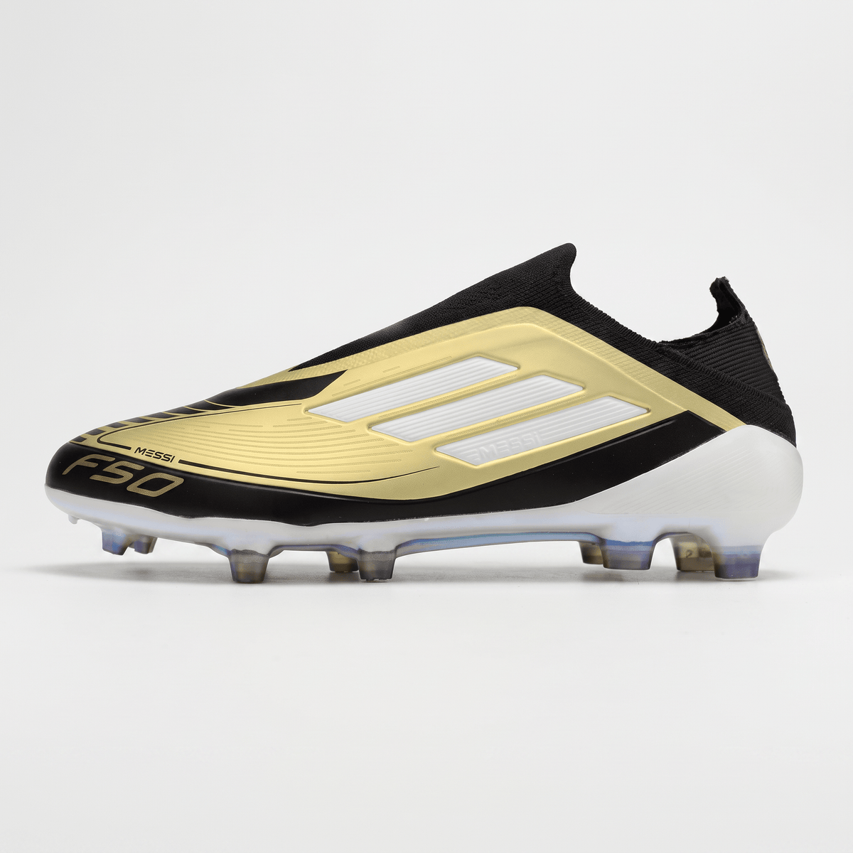 F50 Laceless FG Gold Metallic / Footwear White / Core Black