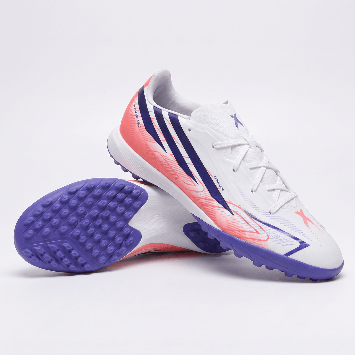 F50 Hyperfast League Turf Footwear White / Lucid Ray Blue / Solar Orange
